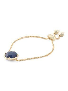 NWT KENDRA SCOTT Gold Cynthia Navy Cats Eye Glass Chain Bracelet